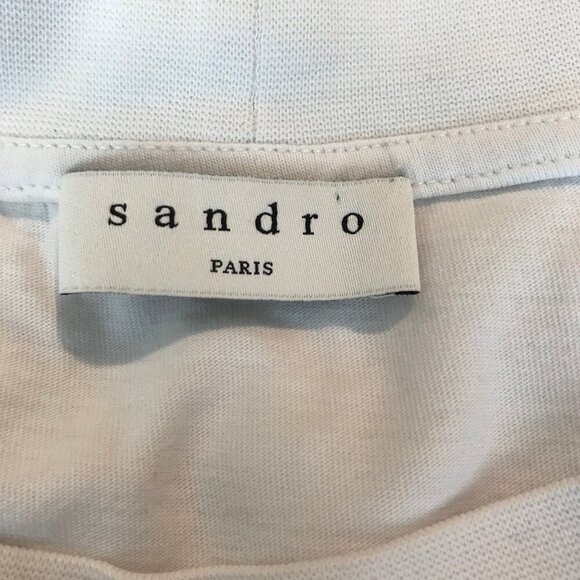 Sandro Paris White T-shirt With Red, Black And Cream Stripe Size M - Picture 6 of 8